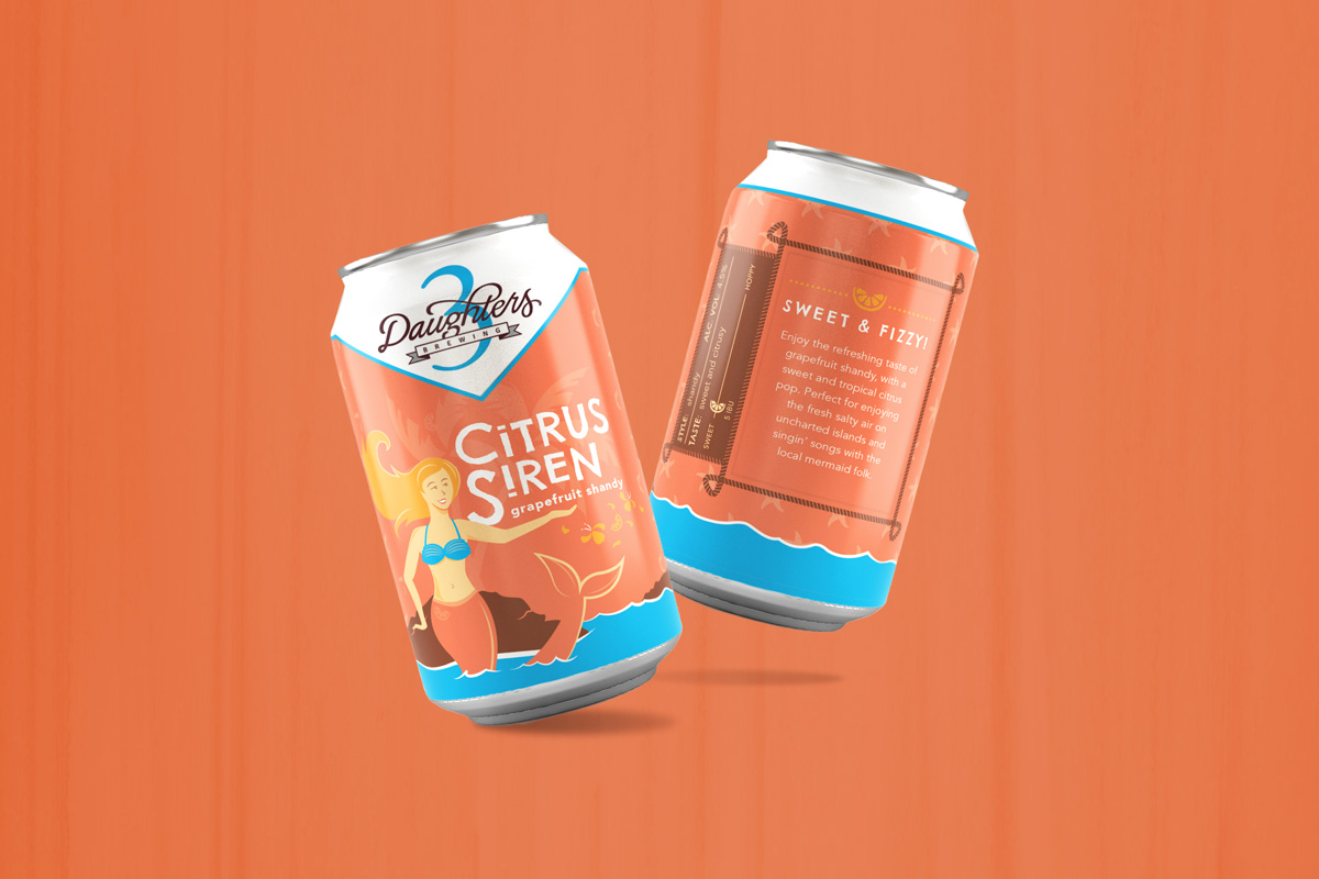 Tall Tale Trio: Citrus Siren Beer Can Illustration